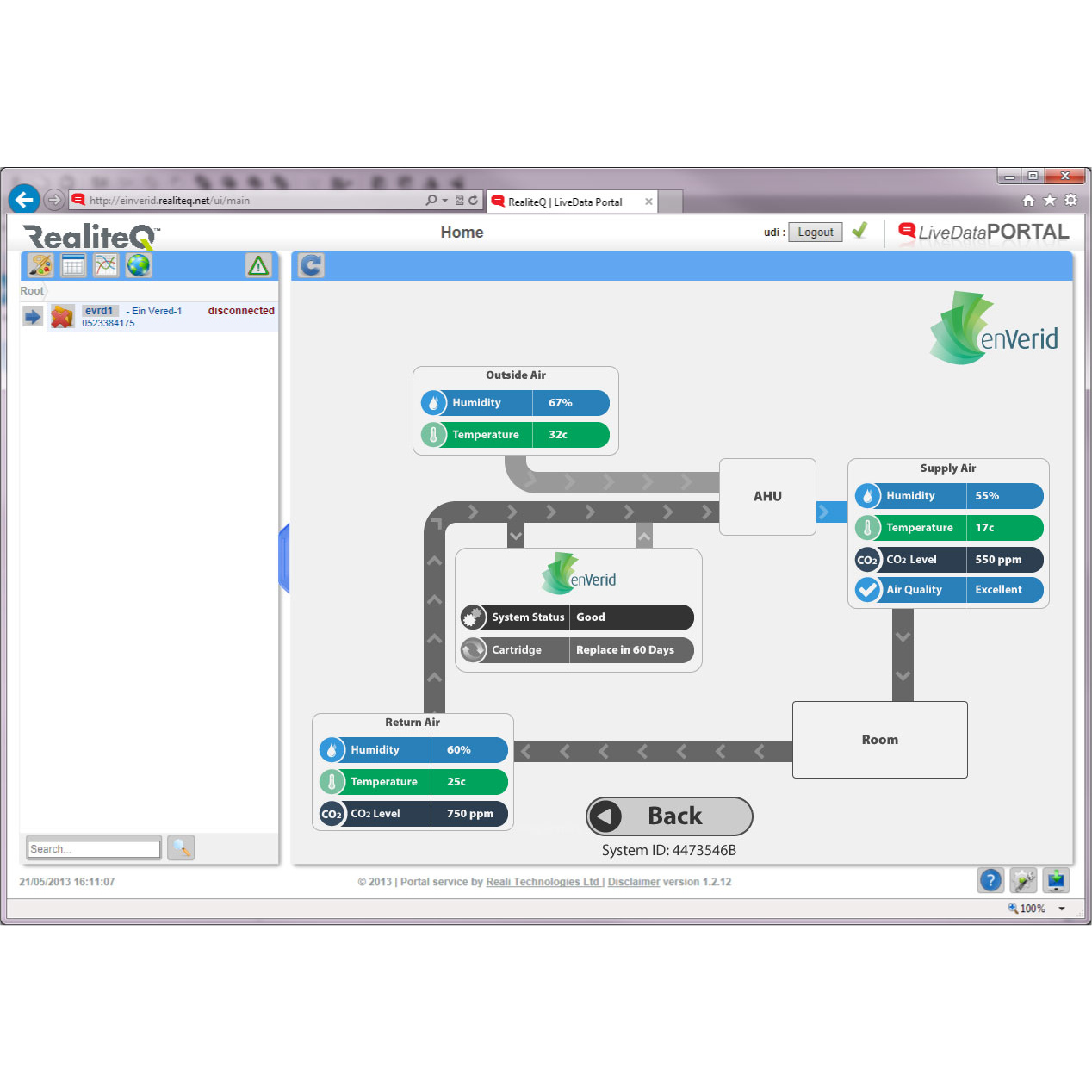 Enverid Control Panel
