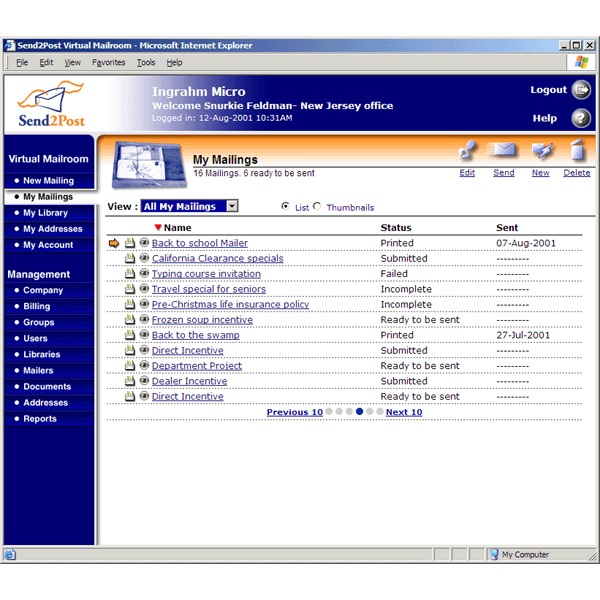 Send2Post Virtual Mailroom