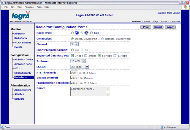Legra Systems — AirSwitch Web UI — image 1